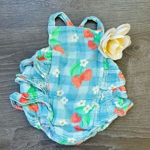 Angel Dear Blue Strawberry Bodysuit